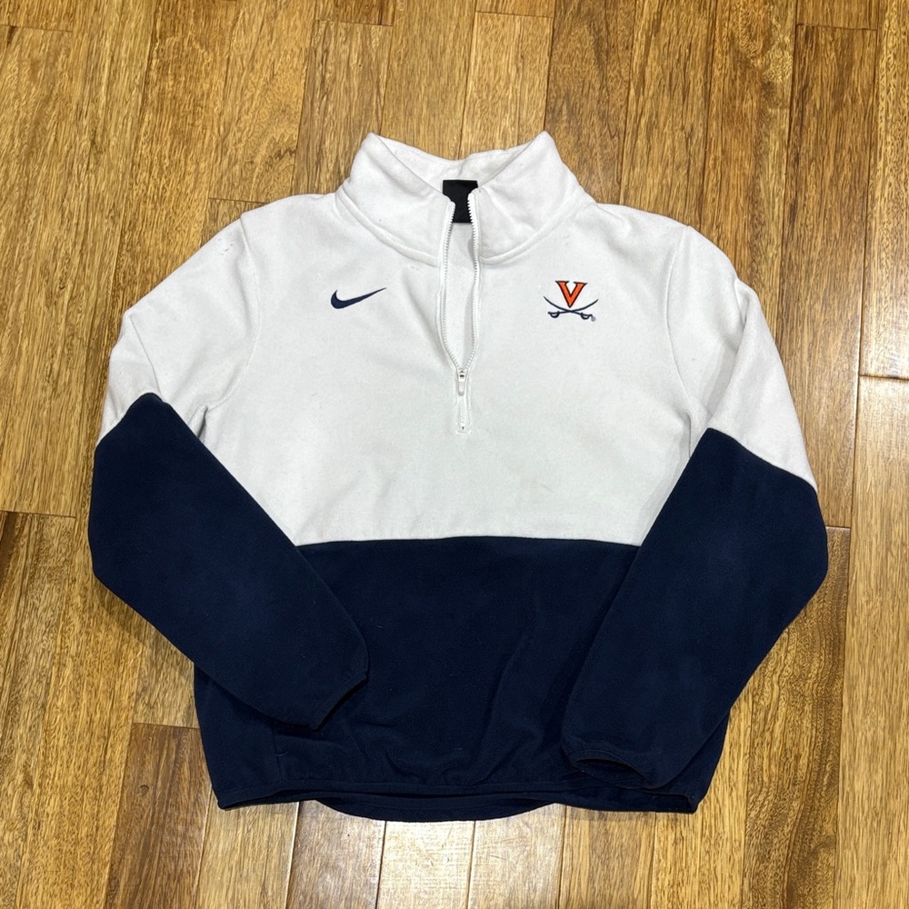 Nike White and Navy Virginia Cavaliers Half-Zip Pullover
